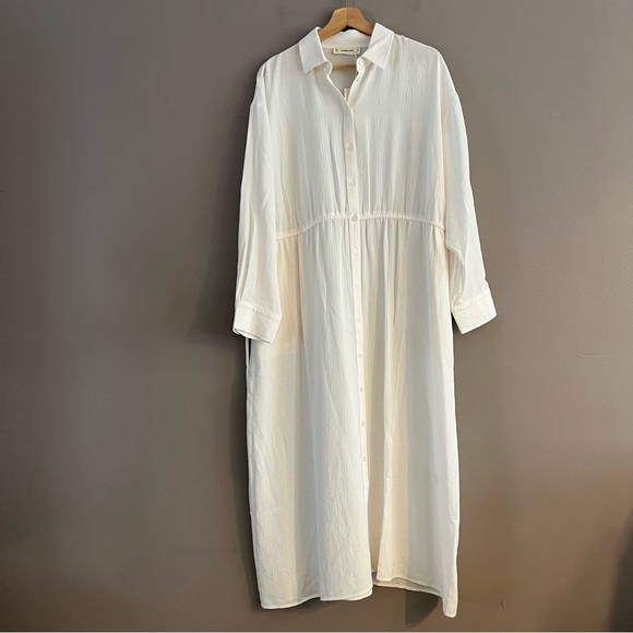 Everlane Dresses & Skirts - Everlane Long Sleeve Shirt Midi Dress Button Down Drawcord Pockets Lagenlook XL